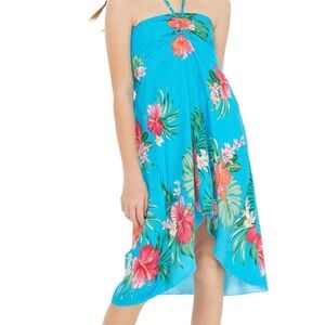 Vibrant Floral Hawaiian Halter Kids Dress sz 10